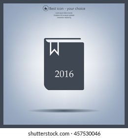 Diary 2016, vector stationary notebook with elastic band