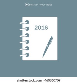 Diary 2016, vector stationary notebook with elastic band