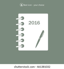 Diary 2016, vector stationary notebook with elastic band