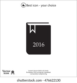 Diary 2016, vector stationary notebook with elastic band