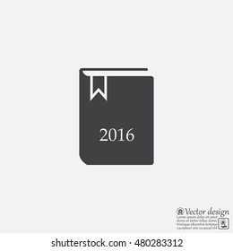 Diary 2016, vector stationary notebook with elastic band