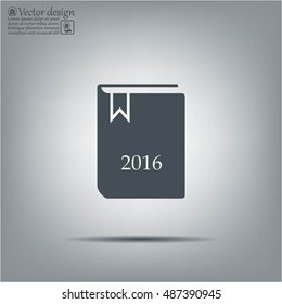 Diary 2016, vector stationary notebook with elastic band