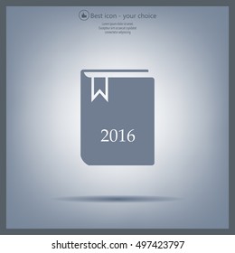 Diary 2016, vector stationary notebook with elastic band