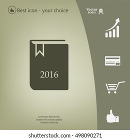 Diary 2016, vector stationary notebook with elastic band