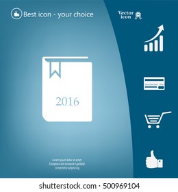 Diary 2016, vector stationary notebook with elastic band