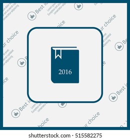 Diary 2016, vector stationary notebook with elastic band