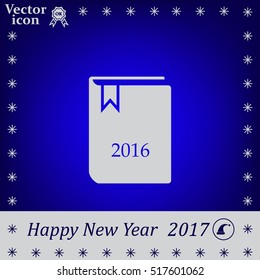 Diary 2016, vector stationary notebook with elastic band