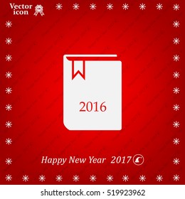 Diary 2016, vector stationary notebook with elastic band