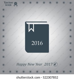 Diary 2016, vector stationary notebook with elastic band