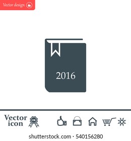 Diary 2016, vector stationary notebook with elastic band
