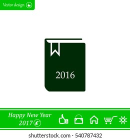 Diary 2016, vector stationary notebook with elastic band