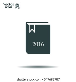 Diary 2016, vector stationary notebook with elastic band