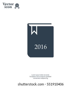 Diary 2016, vector stationary notebook with elastic band