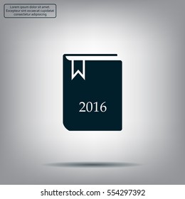 Diary 2016, vector stationary notebook with elastic band