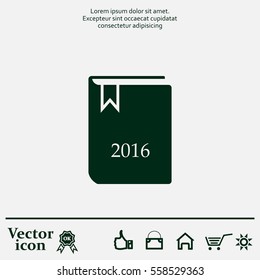 Diary 2016, vector stationary notebook with elastic band