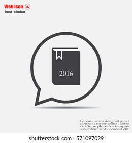 Diary 2016, vector stationary notebook with elastic band