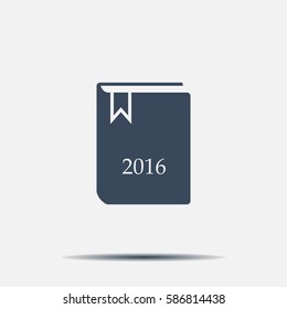 Diary 2016, vector stationary notebook with elastic band
