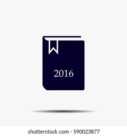 Diary 2016, vector stationary notebook with elastic band