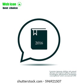 Diary 2016, vector stationary notebook with elastic band