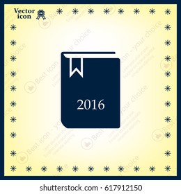 Diary 2016, vector stationary notebook with elastic band
