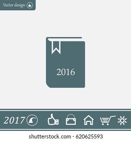 Diary 2016, vector stationary notebook with elastic band