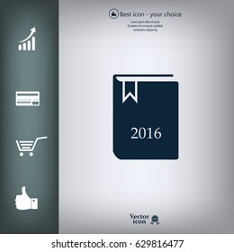 Diary 2016, vector stationary notebook with elastic band