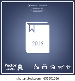 Diary 2016, vector stationary notebook with elastic band