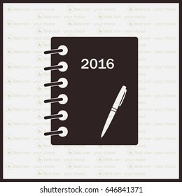 Diary 2016, vector stationary notebook with elastic band