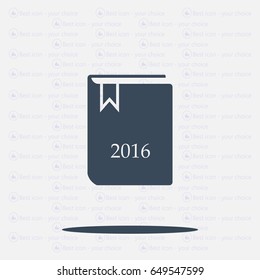 Diary 2016, vector stationary notebook with elastic band