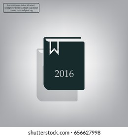 Diary 2016, vector stationary notebook with elastic band