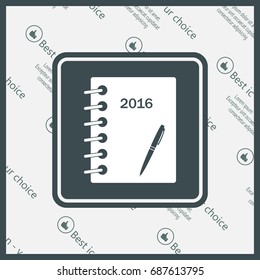 Diary 2016, vector stationary notebook with elastic band