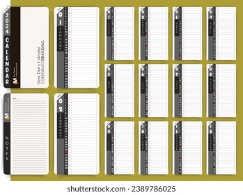 Diary 2024, Day Planner, Event Planner, Meal Planner, To do today, Notes, Happy New Year cards, Desk Calendar, Wall calendar all in one design set for organic food brand. Vector eps fully editable.