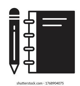 diary book glyph solid icon