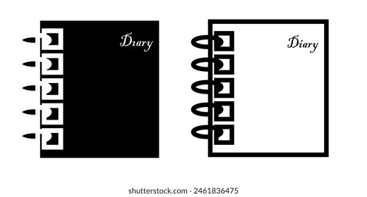 Diary book icon on white background