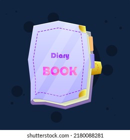 Diary Book Icon Violet Fantasy Color Cute Colorful Cartoon For GUI Or Business , Education , E-commerce , Vector Design