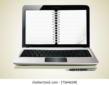 A diary book on a laptop screen.