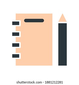 diary book with pen vector illustration, vector flat icon