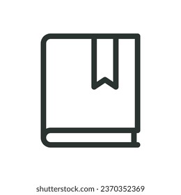 Diario con marcador icono aislado, icono de vector planificador con trazo editable