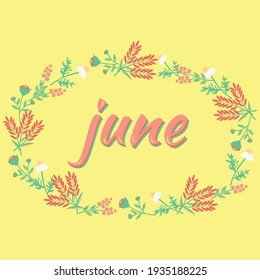 diary, calendar month june vector