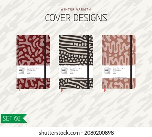 Cubiertas de agenda fijadas en 02. Buen diseño abstracto y artístico. diseño sencillo, cubierta para portátiles, tapa para productos lácteos de bolsillo. Patrón abstracto y máscara utilizada, fácil de redimensionar. Para cuadernos, planificadores, folletos, libros 