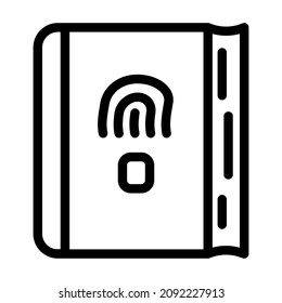 diary with fingerprint scanner line icon vector. diary with fingerprint scanner sign. isolated contour symbol black illustration