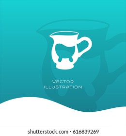 Diary food vector icon with milk jug on blue gradient background