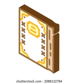 diary with gold inserts isometric icon vector. diary with gold inserts sign. isolated symbol illustration