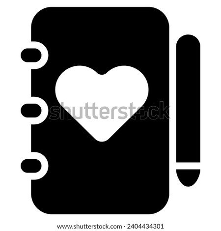 diary icon with glyph style and pixel perfect base. Suitable for website design, logo, app and UI. Based on the size of the icon in general, so it can be reduced.