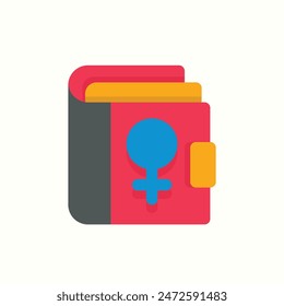 diary icon, isolated flat color womens day icon illustration