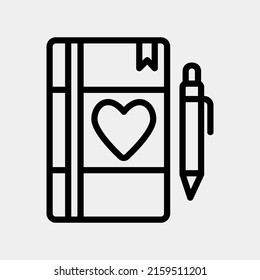 Diary icon in line style, use for website mobile app presentation