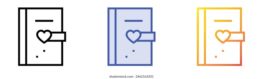 diary icon. Linear, Blue Fill and Gradient Style Design Isolated On White Background