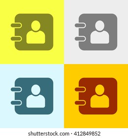 Diary Icon on Four Different Backgrounds. Eps-10.