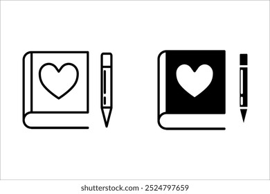 diary icon set, book love for your website design, logo, app, UI Vector design. User icon, silhouette isolated on white background.


