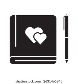 diary icon set, book love for your website design, logo, app, UI Vector design. on white background.


